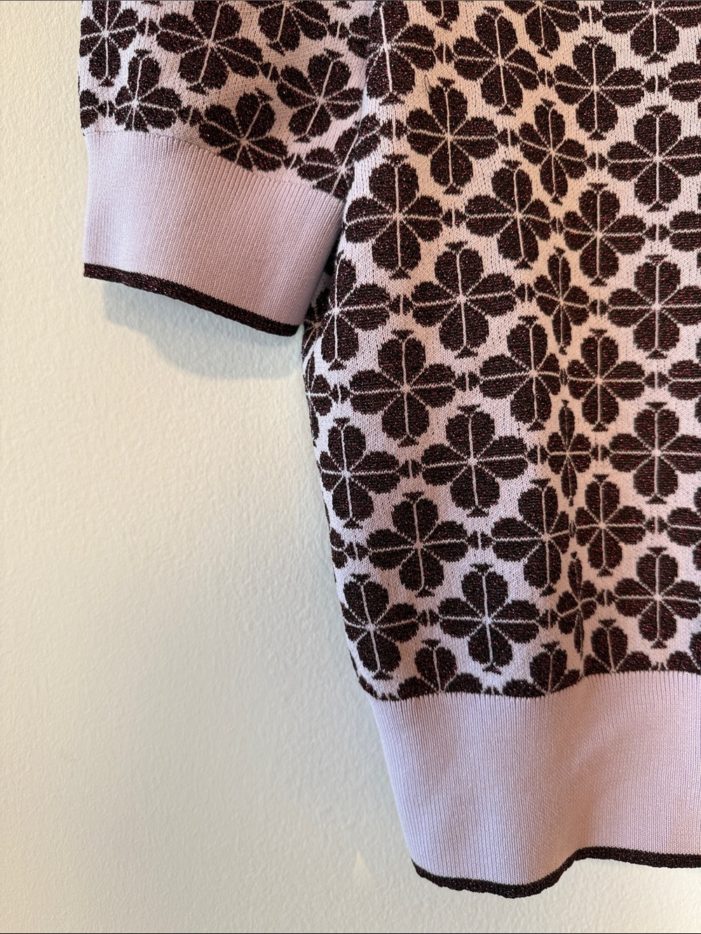 kate spade Lavender and Sparkly Purple Floral Puff-Sleeve Knit Top - Picture 3 of 4